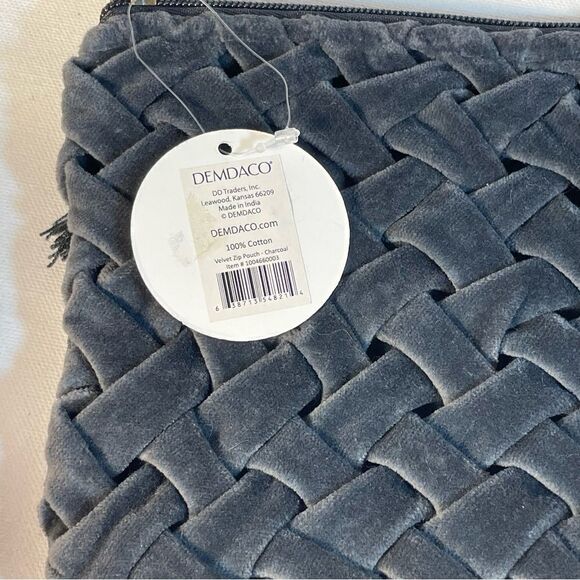DEMDACO "invest in you" gray velvet pouch bag - Picture 5 of 9